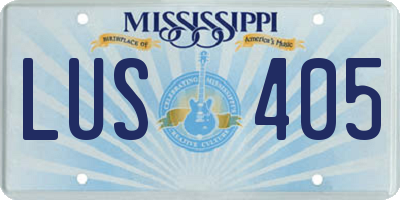 MS license plate LUS405