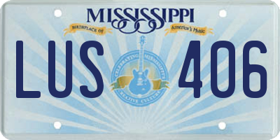 MS license plate LUS406