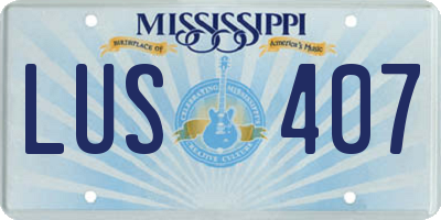 MS license plate LUS407