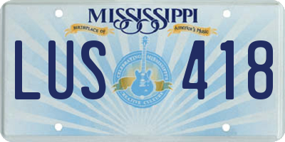 MS license plate LUS418