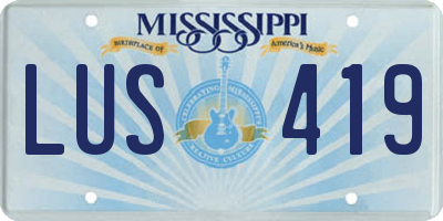 MS license plate LUS419