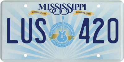 MS license plate LUS420