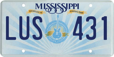 MS license plate LUS431