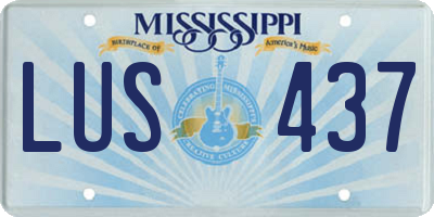 MS license plate LUS437