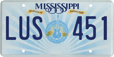 MS license plate LUS451