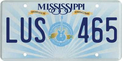 MS license plate LUS465