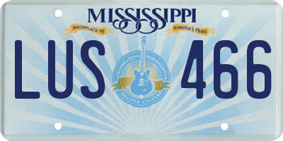 MS license plate LUS466