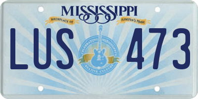 MS license plate LUS473