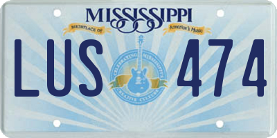 MS license plate LUS474