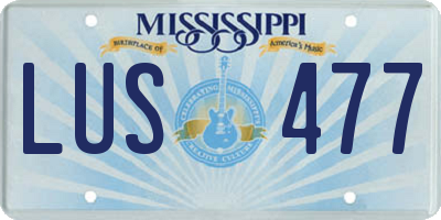 MS license plate LUS477