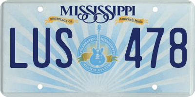 MS license plate LUS478