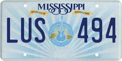 MS license plate LUS494