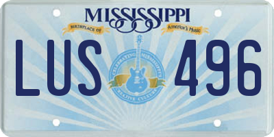 MS license plate LUS496