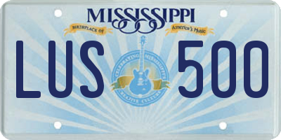 MS license plate LUS500