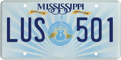 MS license plate LUS501