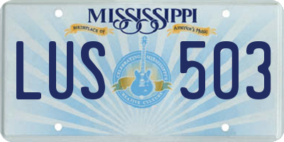 MS license plate LUS503