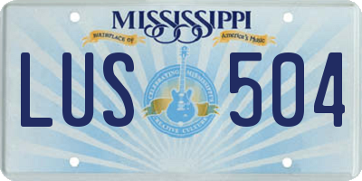 MS license plate LUS504