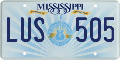 MS license plate LUS505