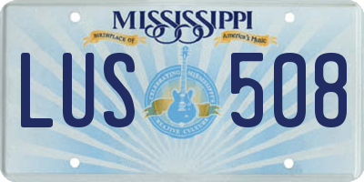 MS license plate LUS508