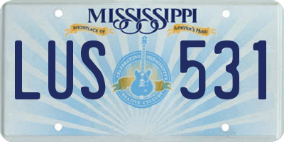 MS license plate LUS531