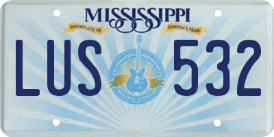 MS license plate LUS532