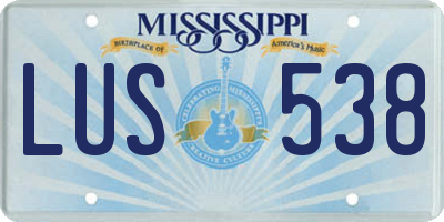 MS license plate LUS538