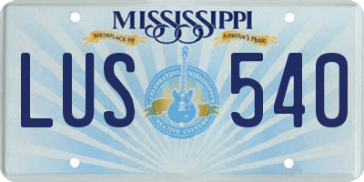 MS license plate LUS540