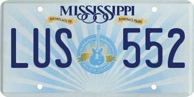MS license plate LUS552