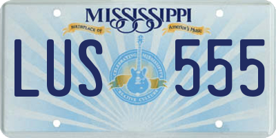 MS license plate LUS555