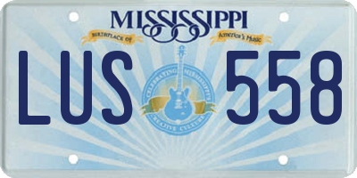 MS license plate LUS558