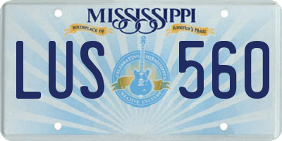 MS license plate LUS560