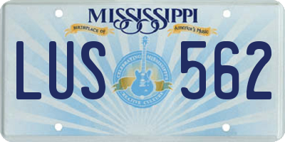 MS license plate LUS562