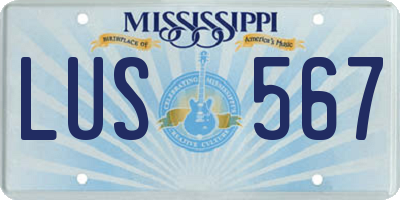 MS license plate LUS567