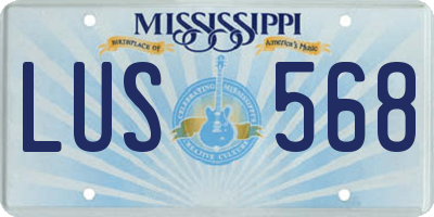 MS license plate LUS568