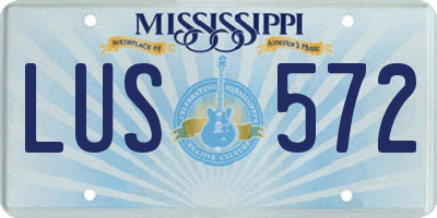 MS license plate LUS572