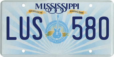 MS license plate LUS580