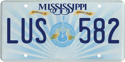 MS license plate LUS582