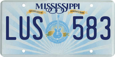 MS license plate LUS583