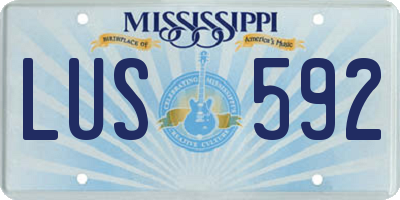 MS license plate LUS592