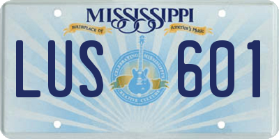 MS license plate LUS601