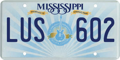 MS license plate LUS602