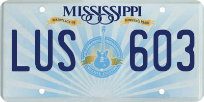 MS license plate LUS603