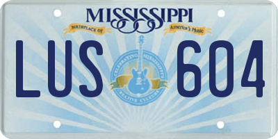 MS license plate LUS604