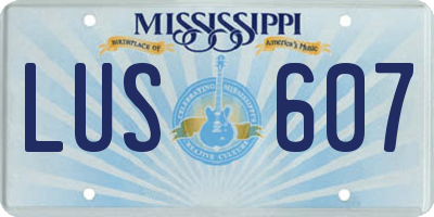MS license plate LUS607
