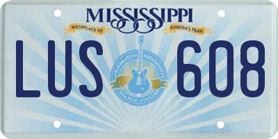 MS license plate LUS608