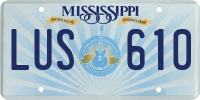 MS license plate LUS610