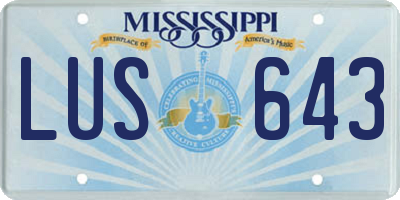 MS license plate LUS643