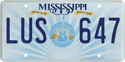 MS license plate LUS647
