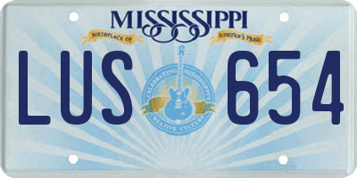 MS license plate LUS654