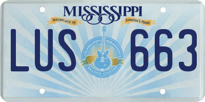 MS license plate LUS663